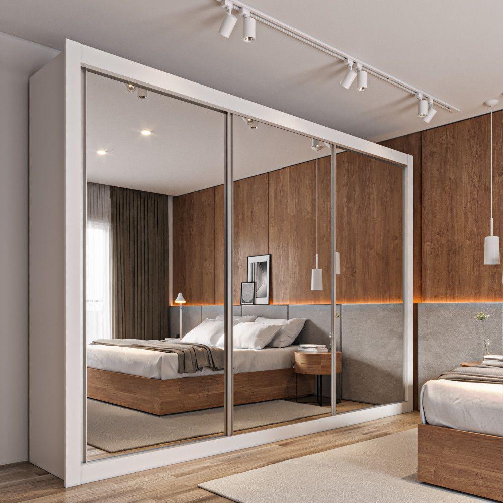 Guarda Roupa Cavich 3 Portas Espelhadas 100% Mdf Branco Acetinado - 2