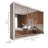 Guarda Roupa Cavich 3 Portas Espelhadas 100% Mdf Branco Acetinado - 3