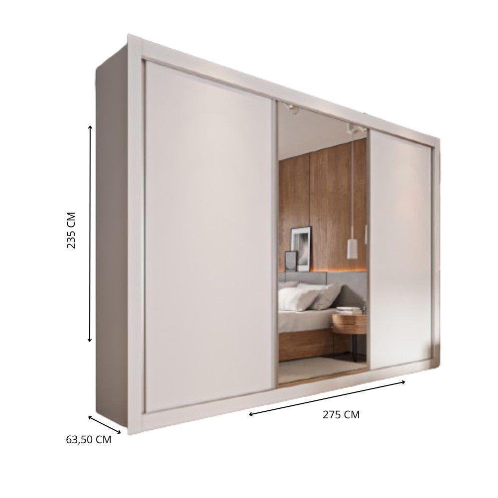 Guarda Roupa Cavich 1 Porta Espelhada 100% Mdf Móveis Europa Branco Acetinado - 3