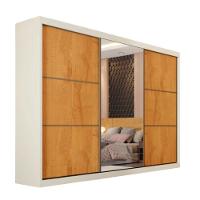 Guarda Roupa Bragança 1 Porta Espelhada 100% Mdf Off White/peróba/off White - 2