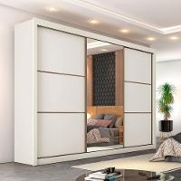 Guarda Roupa Bragança 1 Porta Espelhada 100% Mdf Off White/peróba/off White - 3