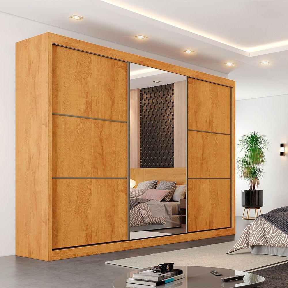 Guarda Roupa Bragança 1 Porta Espelhada 100% Mdf Off White/peroba - 4