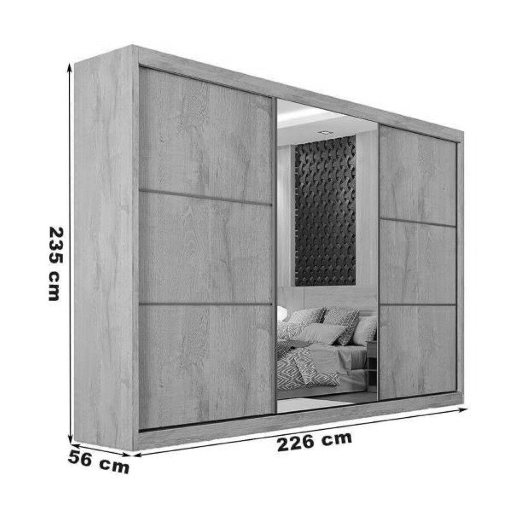 Guarda Roupa Bragança 1 Porta Espelhada 100% Mdf Off White/peroba - 5