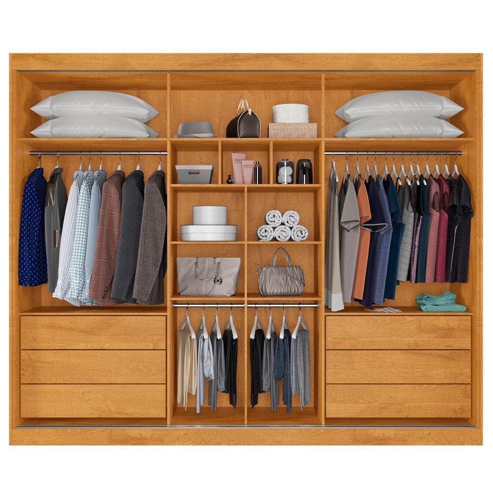 Guarda Roupa Bragança 1 Porta Espelhada 100% Mdf Off White/peroba - 6