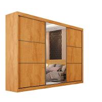 Guarda Roupa Bragança 1 Porta Espelhada 100% Mdf Off White/peroba - 2