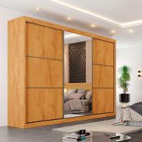 Guarda Roupa Bragança 1 Porta Espelhada 100% Mdf Off White/peroba