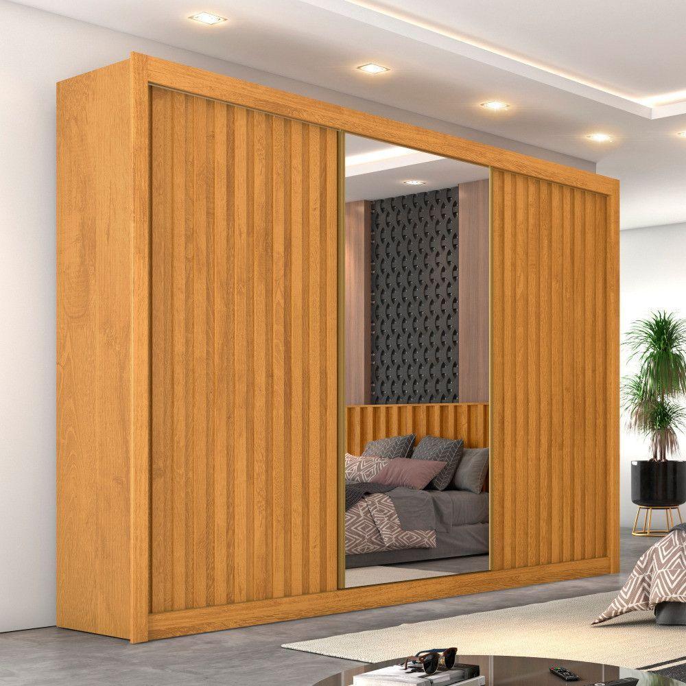 Guarda Roupa Athenas 3 Portas 1 Com Espelho 100% Mdf Peróba - 2