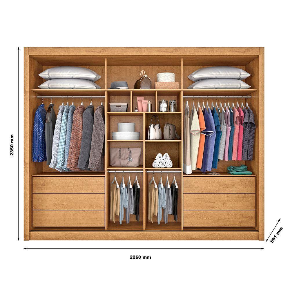 Guarda Roupa Athenas 3 Portas 1 Com Espelho 100% Mdf Peroba/off White - 3