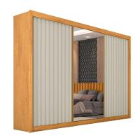 Guarda Roupa Athenas 3 Portas 1 Com Espelho 100% Mdf Peroba/off White - 1