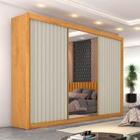 Guarda Roupa Athenas 3 Portas 1 Com Espelho 100% Mdf Peroba/off White - 2