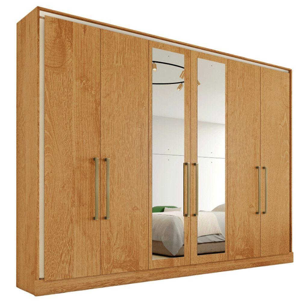 Guarda Roupa Argos 6 Portas 100% Mdf 2 Espelhados Mademarcs Peroba - 1