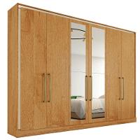 Guarda Roupa Argos 6 Portas 100% Mdf 2 Espelhados Mademarcs Peroba - 1