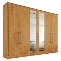 Guarda Roupa Argos 6 Portas 100% Mdf 2 Espelhados Mademarcs Peroba - 2