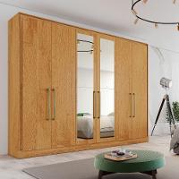 Guarda Roupa Argos 6 Portas 100% Mdf 2 Espelhados Mademarcs Peroba