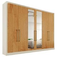 Guarda Roupa Argos 6 Portas 100% Mdf 2 Espelhados Mademarcs Off White-peroba - 1