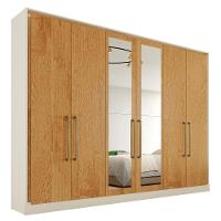 Guarda Roupa Argos 6 Portas 100% Mdf 2 Espelhados Mademarcs Off White-peroba - 2