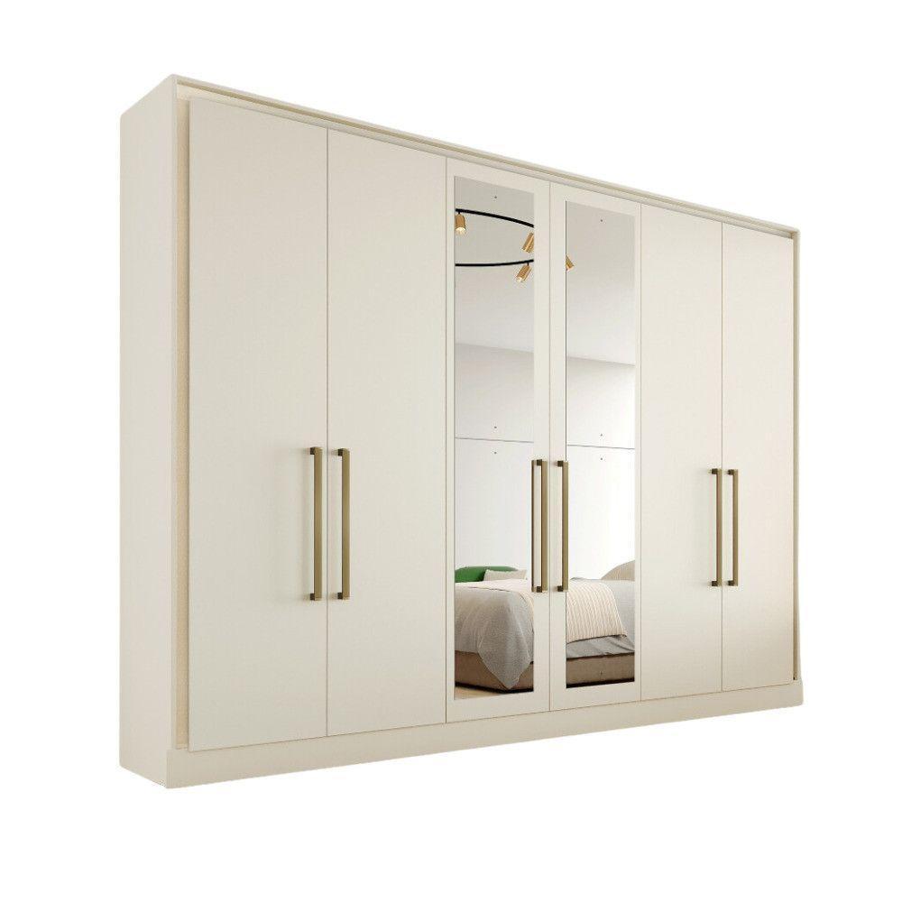 Guarda Roupa Argos 6 Portas 100% Mdf 2 Espelhados Mademarcs Off White - 1