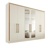 Guarda Roupa Argos 6 Portas 100% Mdf 2 Espelhados Mademarcs Off White - 2