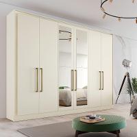 Guarda Roupa Argos 6 Portas 100% Mdf 2 Espelhados Mademarcs Off White - 3