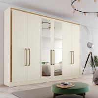 Guarda Roupa Argos 6 Portas 100% Mdf 2 Espelhados Mademarcs Off White