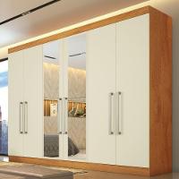 Guarda Roupa Alba 6 Portas Espelho 100% Mdf Mademarcs Peroba-off White - 2