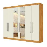 Guarda Roupa Alba 6 Portas Espelho 100% Mdf Mademarcs Peroba-off White - 5