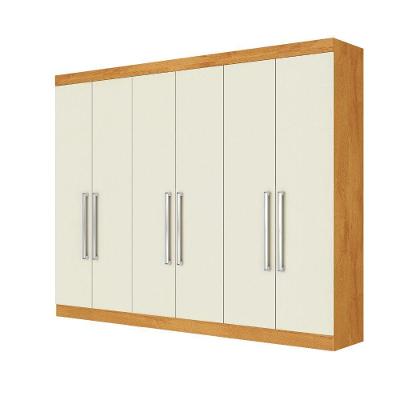 Guarda Roupa Alba 6 Portas 100% Mdf Mademarcs Peroba-off White