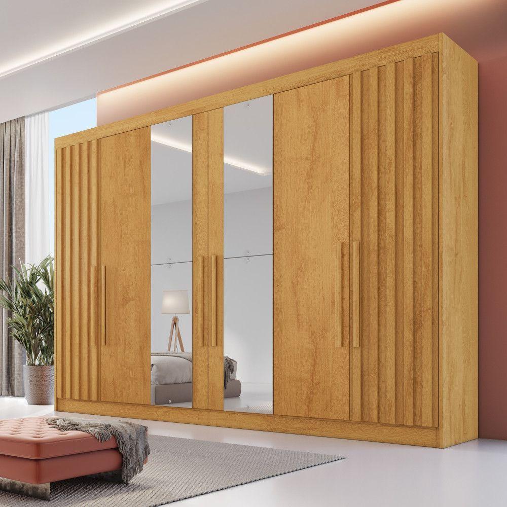 Guarda Roupa 6 Portas Potente Com Espelho 100% Mdf Peróba - 2