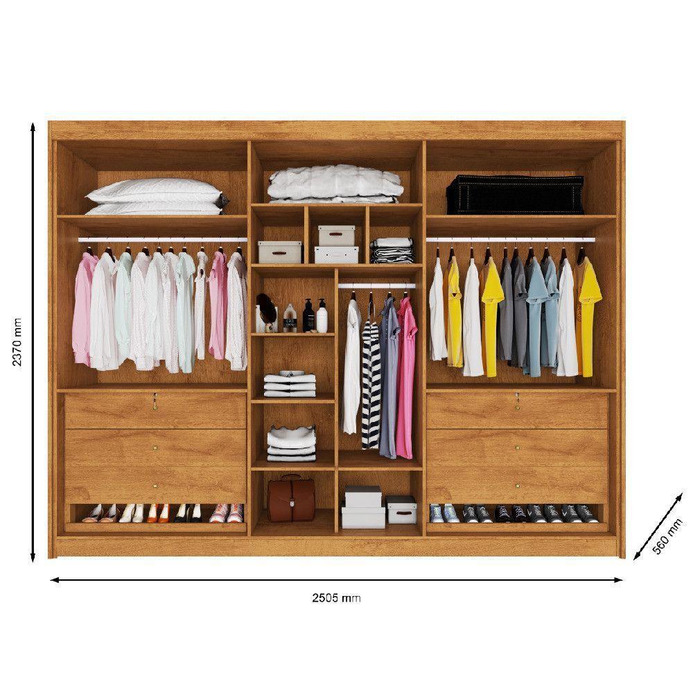 Guarda Roupa 6 Portas Potente Com Espelho 100% Mdf Peróba - 3