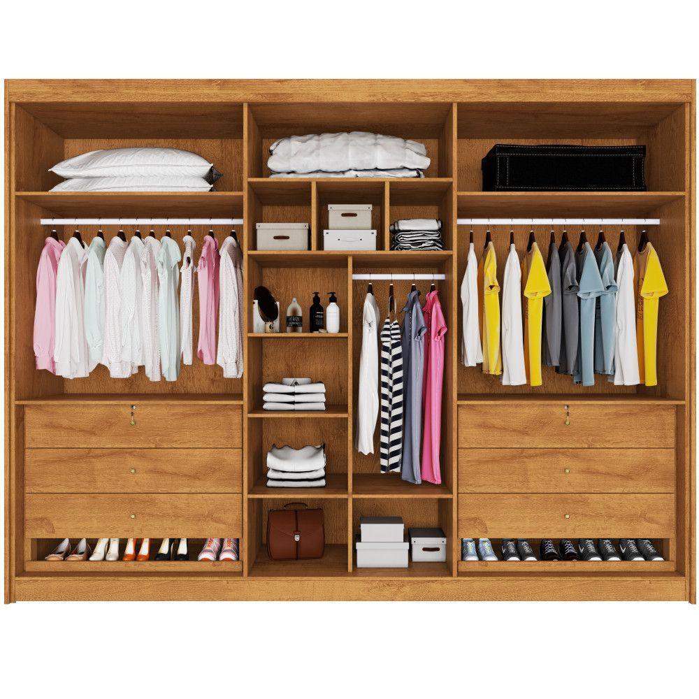 Guarda Roupa 6 Portas Potente Com Espelho 100% Mdf Peróba - 4