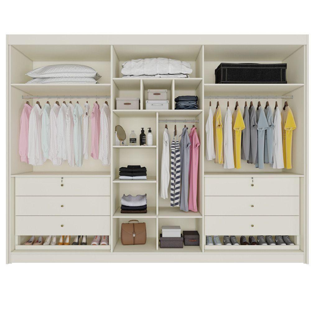 Guarda Roupa 6 Portas Potente Com Espelho 100% Mdf Off White - 4
