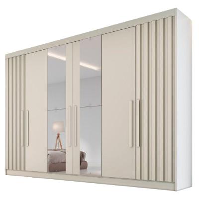 Guarda Roupa 6 Portas Potente Com Espelho 100% Mdf Off White