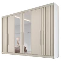 Guarda Roupa 6 Portas Potente Com Espelho 100% Mdf Off White - 1