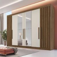 Guarda Roupa 6 Portas Potente Com Espelho 100% Mdf Brauna/off White - 2