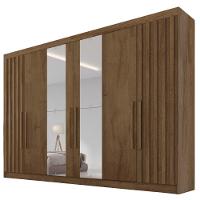 Guarda Roupa 6 Portas Potente Com Espelho 100% Mdf Braúna - 1