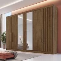 Guarda Roupa 6 Portas Potente Com Espelho 100% Mdf Braúna - 2