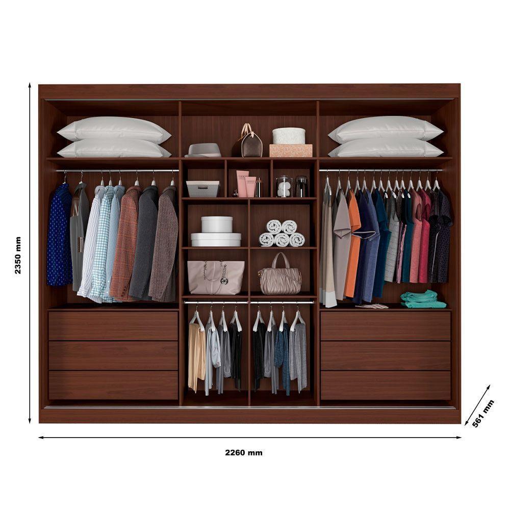 Guarda Roupa Athenas 3 Portas 1 Com Espelho 100% Mdf Ipê/off White - 4