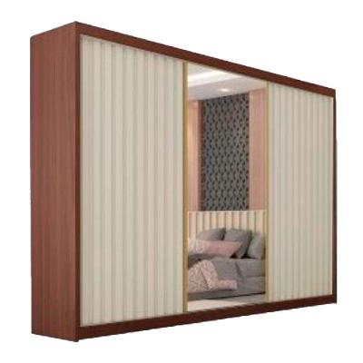 Guarda Roupa Athenas 3 Portas 1 Com Espelho 100% Mdf Ipê/off White