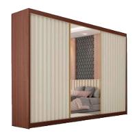 Guarda Roupa Athenas 3 Portas 1 Com Espelho 100% Mdf Ipê/off White - 1