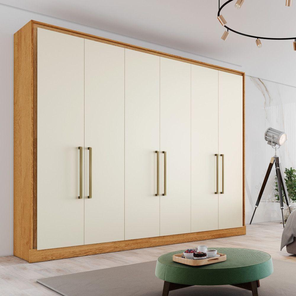 Guarda Roupa Argos 6 Portas 100% Mdf Móveis Mademarcs Peroba-off White - 4