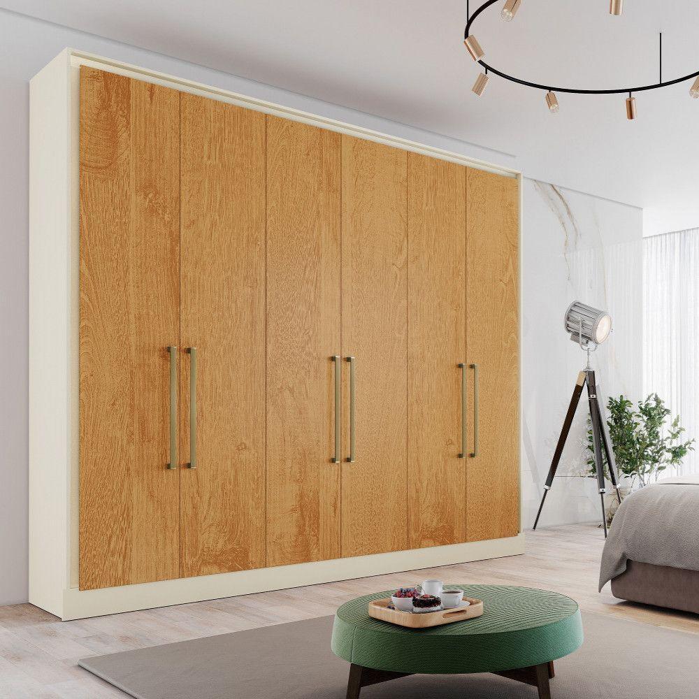 Guarda Roupa Argos 6 Portas 100% Mdf Móveis Mademarcs Off White-peroba - 3