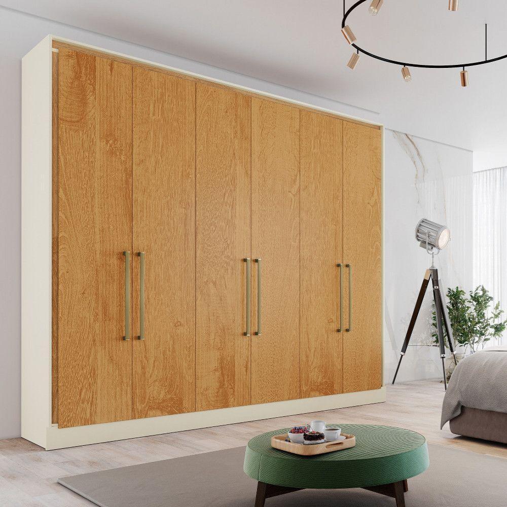 Guarda Roupa Argos 6 Portas 100% Mdf Móveis Mademarcs Off White-peroba - 4