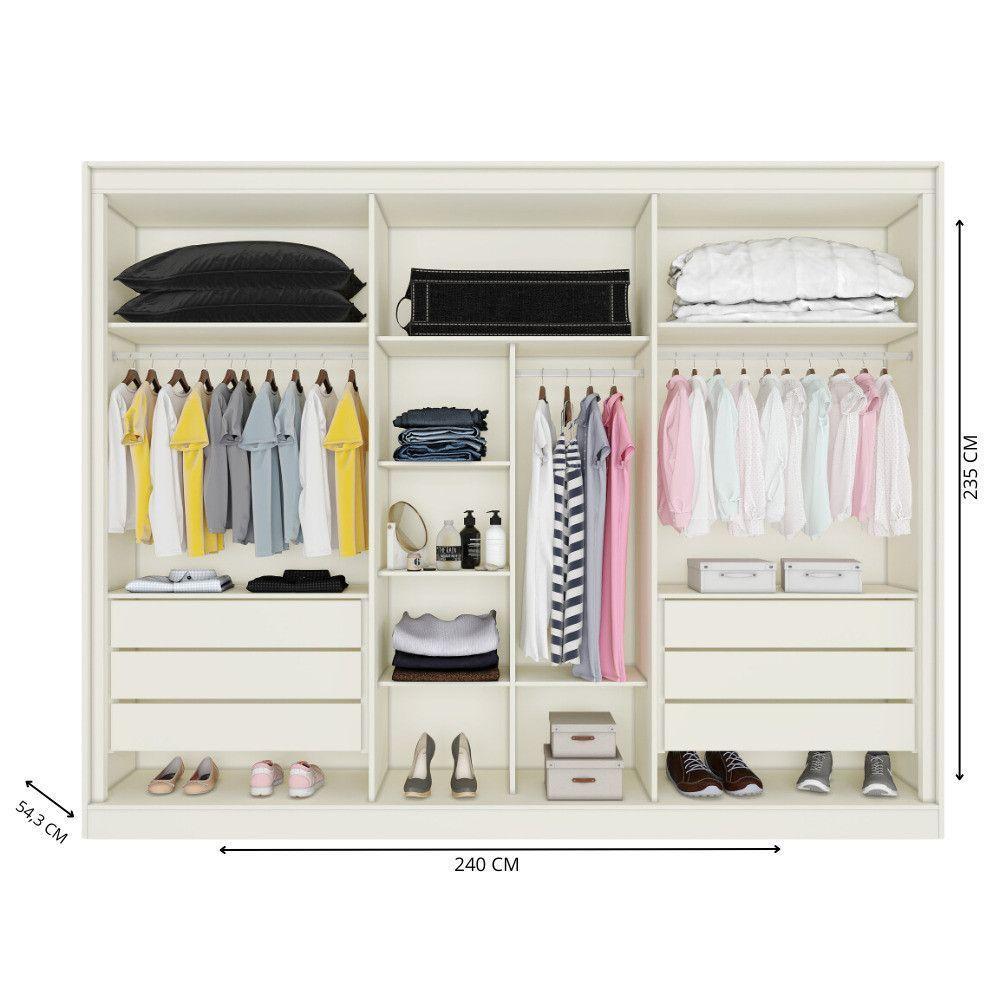 Guarda Roupa Argos 6 Portas 100% Mdf Móveis Mademarcs Off White-peroba - 5