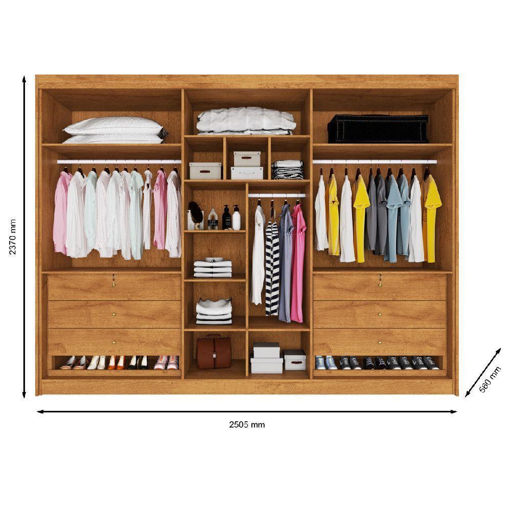 Guarda Roupa 6 Portas Potente 6 Com Ripado Espelho 100% Mdf Peróba - 4