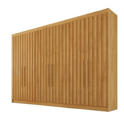Guarda Roupa 6 Portas Potente 6 Com Ripado Espelho 100% Mdf Peróba