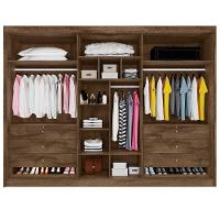 Guarda Roupa 6 Portas Potente 6 Com Ripado Espelho 100% Mdf Braúna - 7
