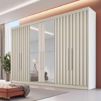 Guarda Roupa 6 Portas Potente 4 Ripado Com Espelho 100% Mdf Off White - 2