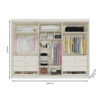 Guarda Roupa 6 Portas Potente 4 Ripado Com Espelho 100% Mdf Off White - 3