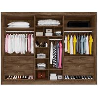 Guarda Roupa 6 Portas Potente 4 Ripado Com Espelho 100% Mdf Brauna/off White