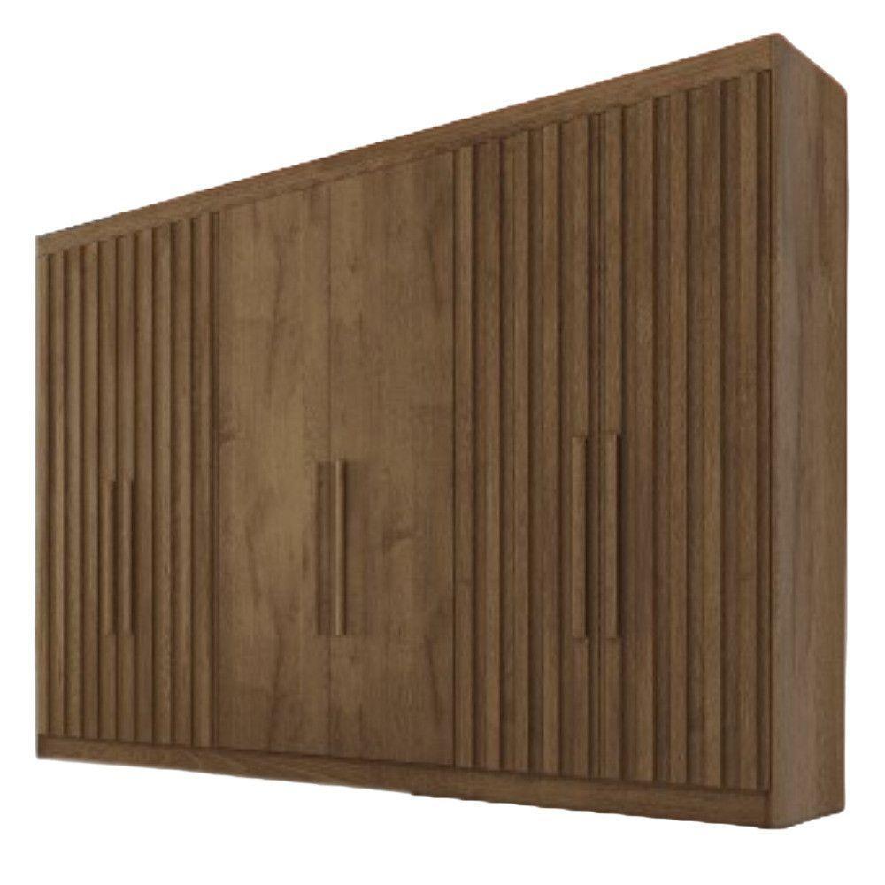 Guarda Roupa 6 Portas Potente 4 Ripado 100% Mdf Braúna - 1